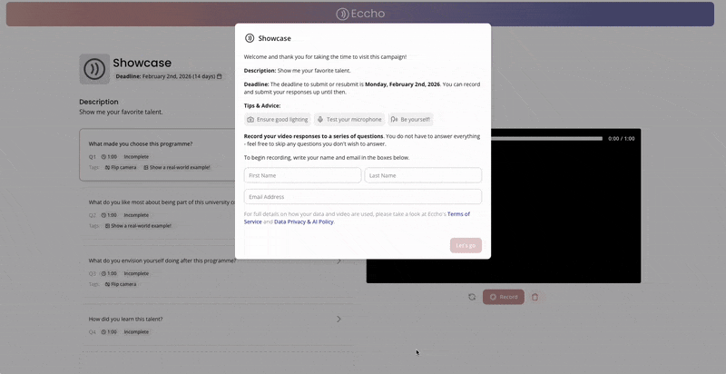 A walk through of Eccho's features in launched product from responders' end.